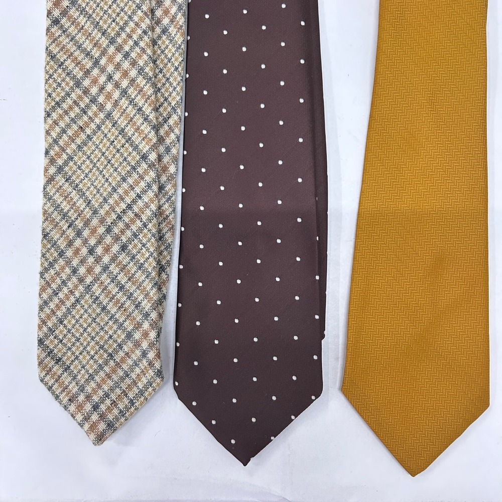 Vintage Mens Necktie Lot 3 Wembley Wool Plaid Herringbone Grandpacore Academia‎ - Picture 2 of 6